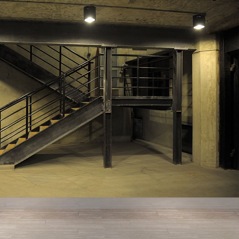 Iron Staircase Wall Covering Mural Industrial Waterproof Wine Club Wall Decor, Optional Size