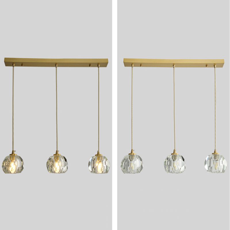 Postmodern Crystal Pendant Light Brass Finish Hanging Lamp with Adjustable Hanging Cord
