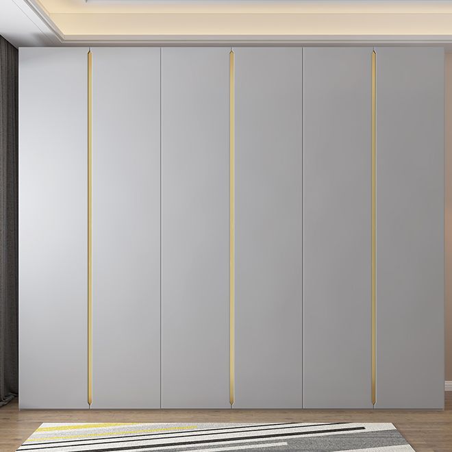 Gray Colour Wooden Wardrobe Contemporary Style Wardrobe Closet with Hinged Door