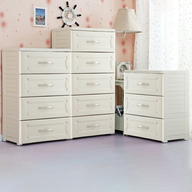 Plastic Storage Cabinet with Legs Modern Wardrobe Closet with Drawer