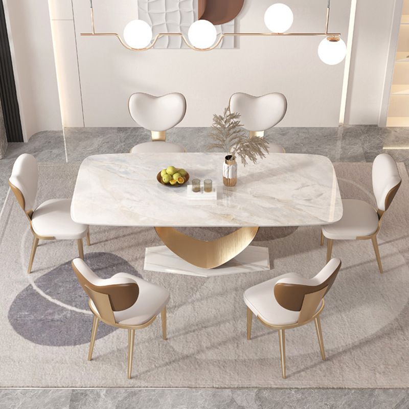 Glam Dining Sintered Stone Table Dining Rectangle Table for Kitchen