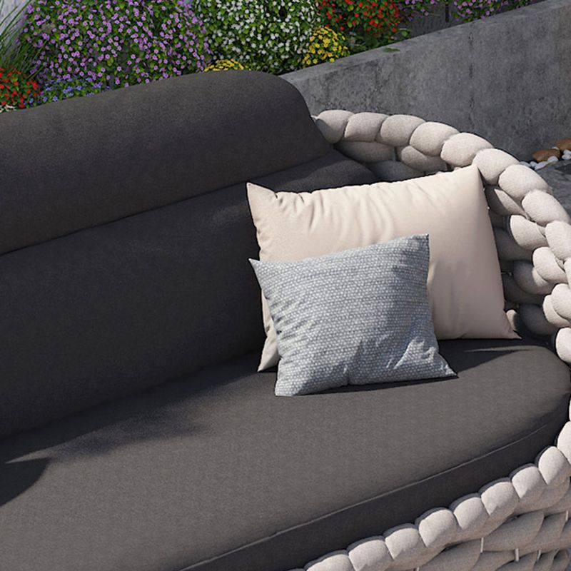 Tropical Grey Symmetrical Outdoor Patio Sofa with Black Cushion