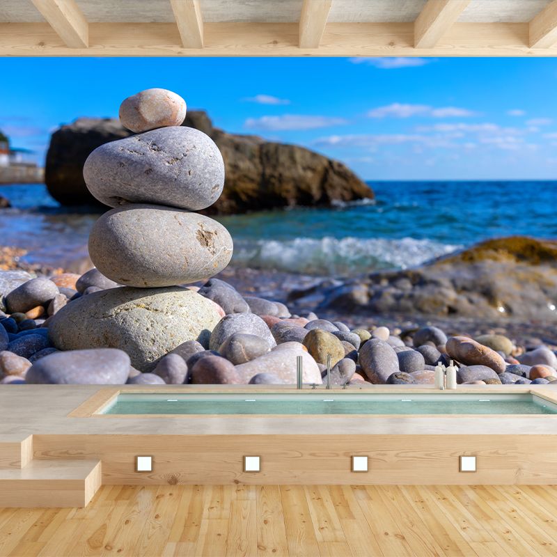 Sea Coastal View Removable Wall Mural for Sleeping Room, Stain Resistant