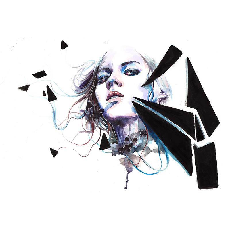 Fashion Girl Portrait Mural Wallpaper Contemporary Wall Decor in Pastel Color