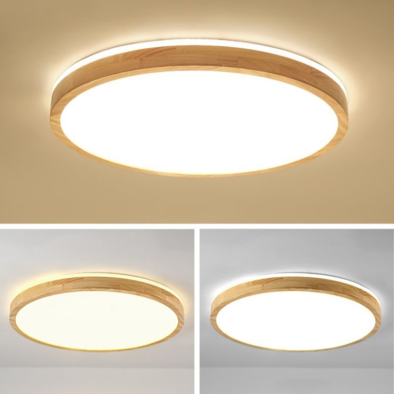 Plafonnier LED en forme de géométrie, Style moderne et Simple, en bois, 2 lumières, encastré, pour le salon