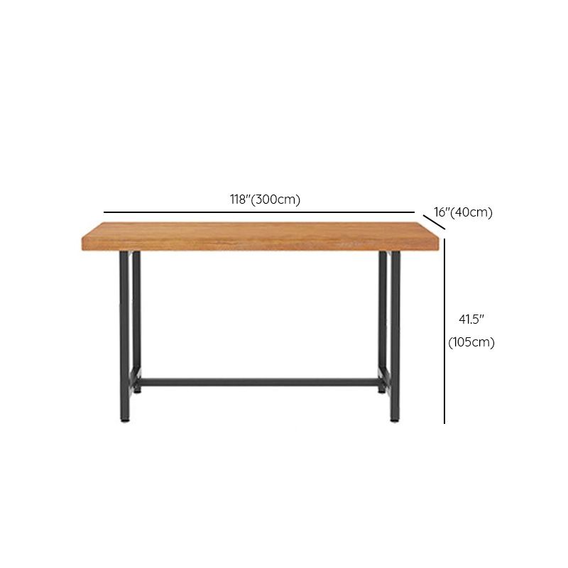 Industrial Style Bar Table Rectangle Solid Wood Bistro Bar Desk with Footrest