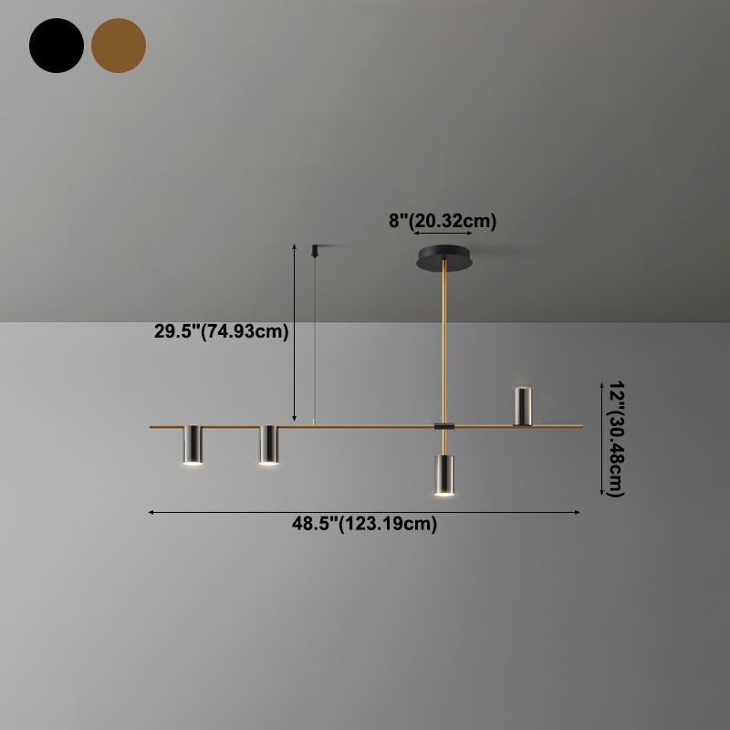 Linear Cylinder Lighting Fixtures Contemporary Metal Island Pendants for Kitchen