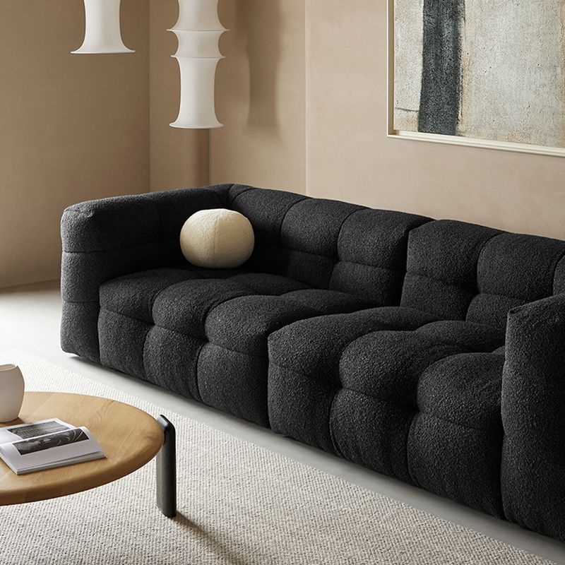 Contemporary 41.3" D Wool Sofa Biscuit Back Tuxedo Fabric Sofa
