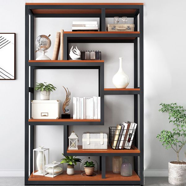 Geometric Book Shelf Wooden and Metal Bookcase for Home Office