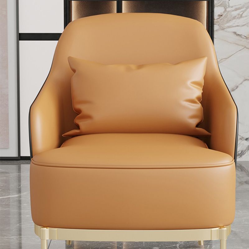 Transitional Sewn Pillow Back 4 Legs Chair Upholstered Recessed Arms Chair