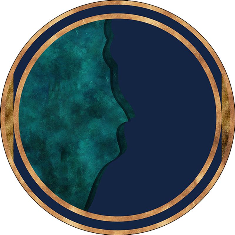 Fancy Abstract Rug Blue Modern Rug Polyester Pet Friendly Washable Non-Slip Area Rug for Decoration