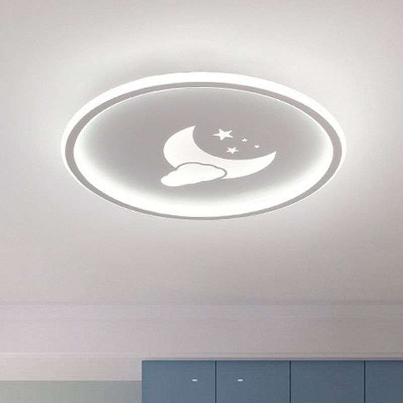 Metallic Ring Shaped LED Flush Mount Lighting Nordic Style Flush Mount Ceiling Light with Star and Moon Pattern