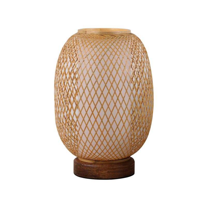Lampada da scrivania Lanterna Bamboo giapponese 1 Testa BEIGE LIGHT CON BASE DI INGGIO