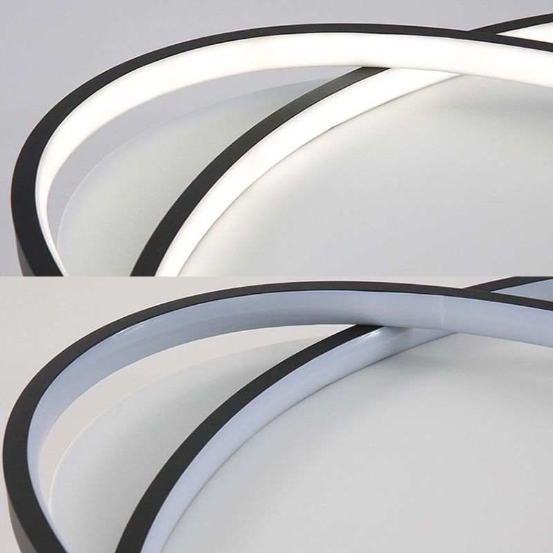 Black Ellipse Crossed Ceiling Light Modernist Acrylic Thin Flush Mount LED Lighting in Warm/White Light for Bedroom, 20.5"/25" W