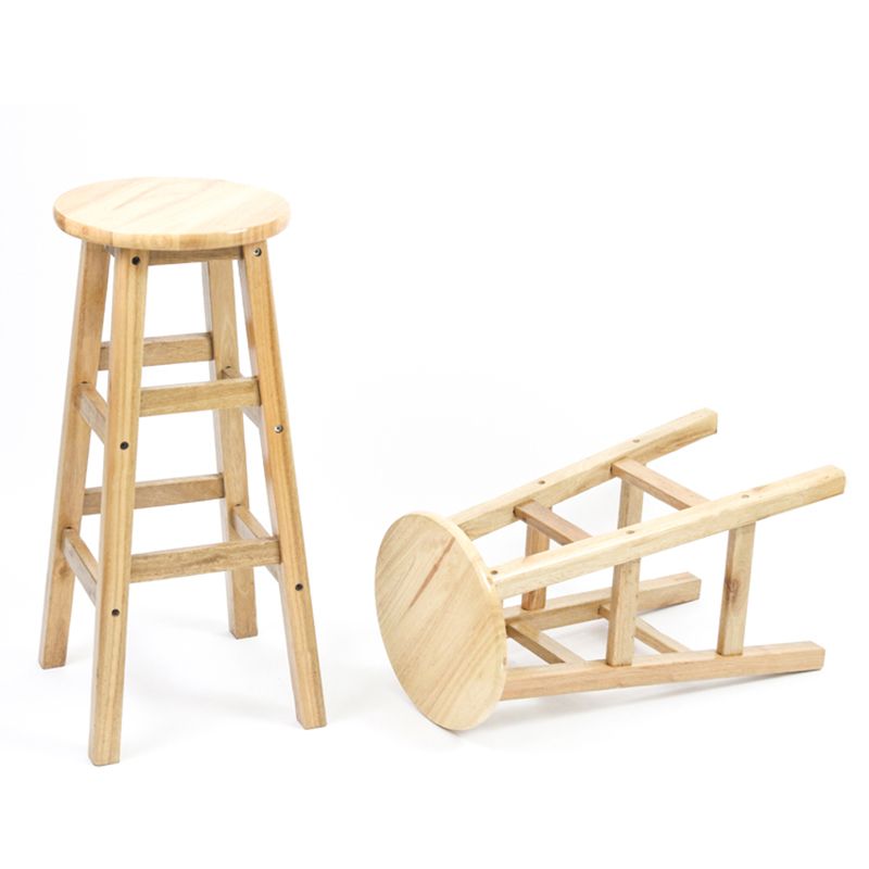 Moderner, armloser, rückenfreier Thekenhocker aus Holz für den Milchteeladen, Barhocker mit Holzsitz