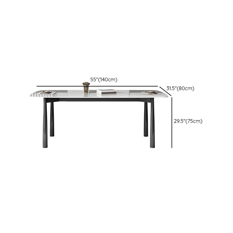 Contemporary Rectangular Stone Dining Table with Stainless Steel Legs