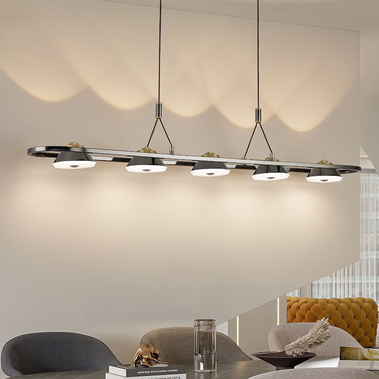 Black and Gold Hanging Light Modern Island Light Fixture with Metal for Dining Room
