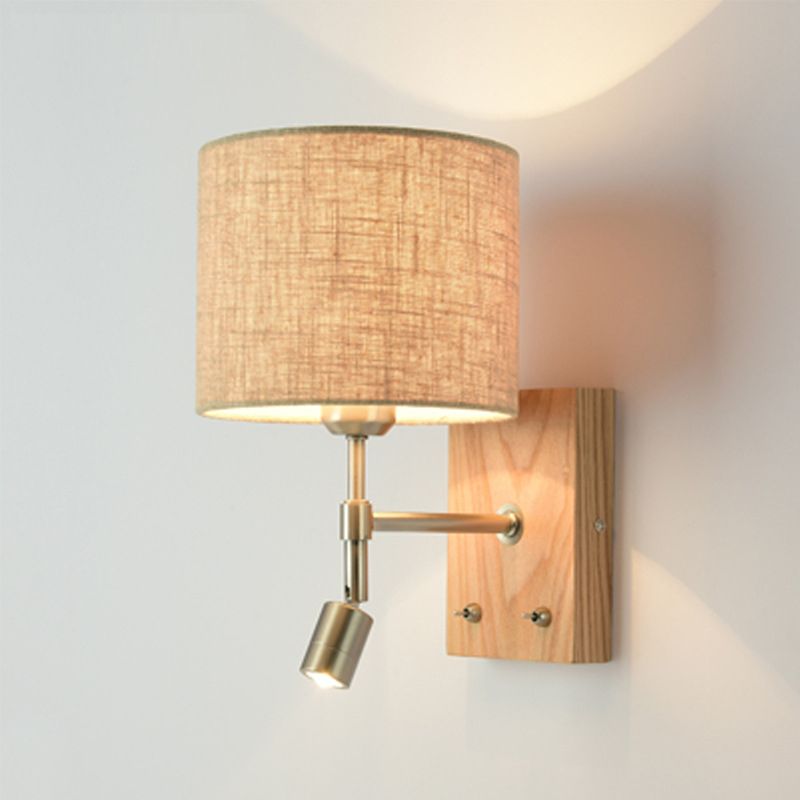 Geometric Shade Wall Lighting Modern Simple Style Wood 1 Light Sconce Light in Gold