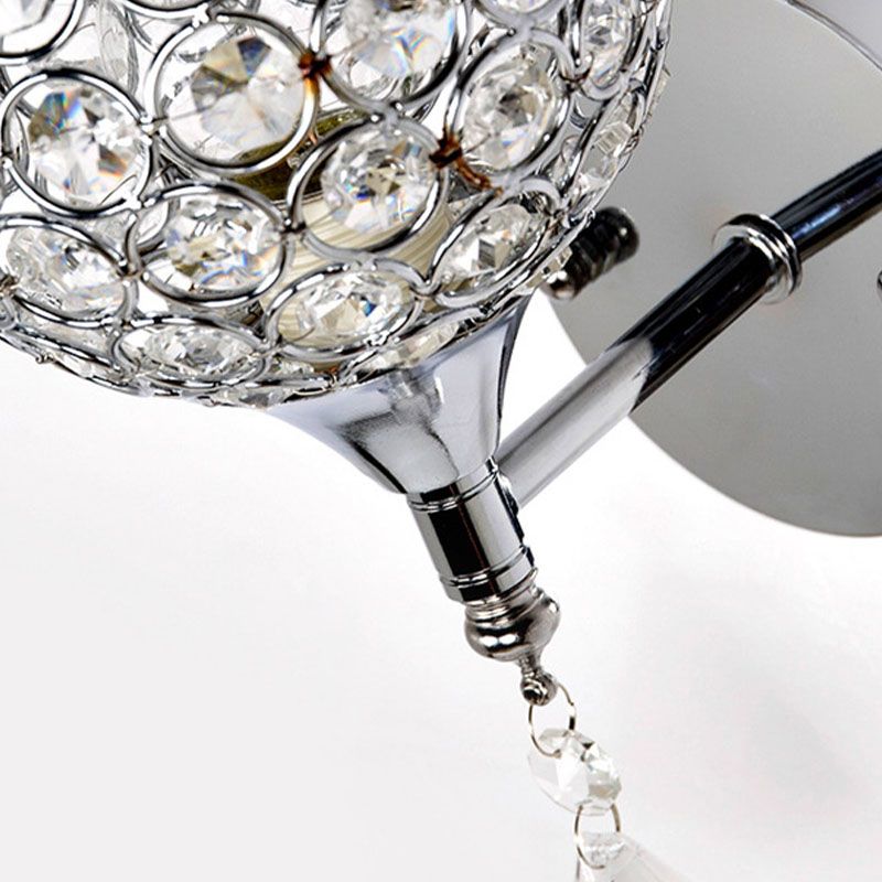 Fun a parete da comodino Funzione singola lampadina Postmoderna a parete a LED con cristallo in argento
