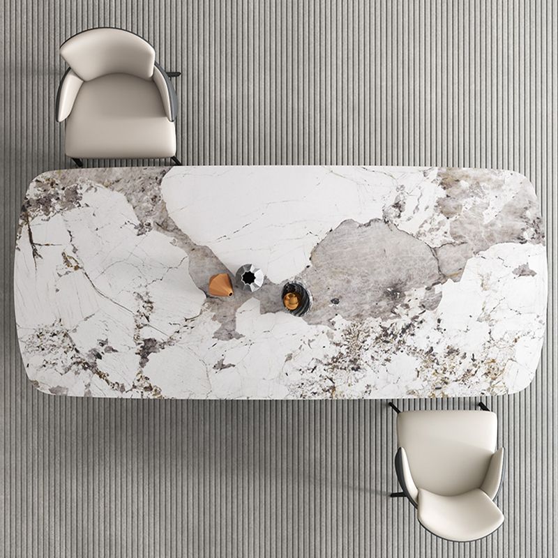 Contemporary 1/3/4/6/9 Pieces Dining Set Rectangle Stone Dining Table Set in White