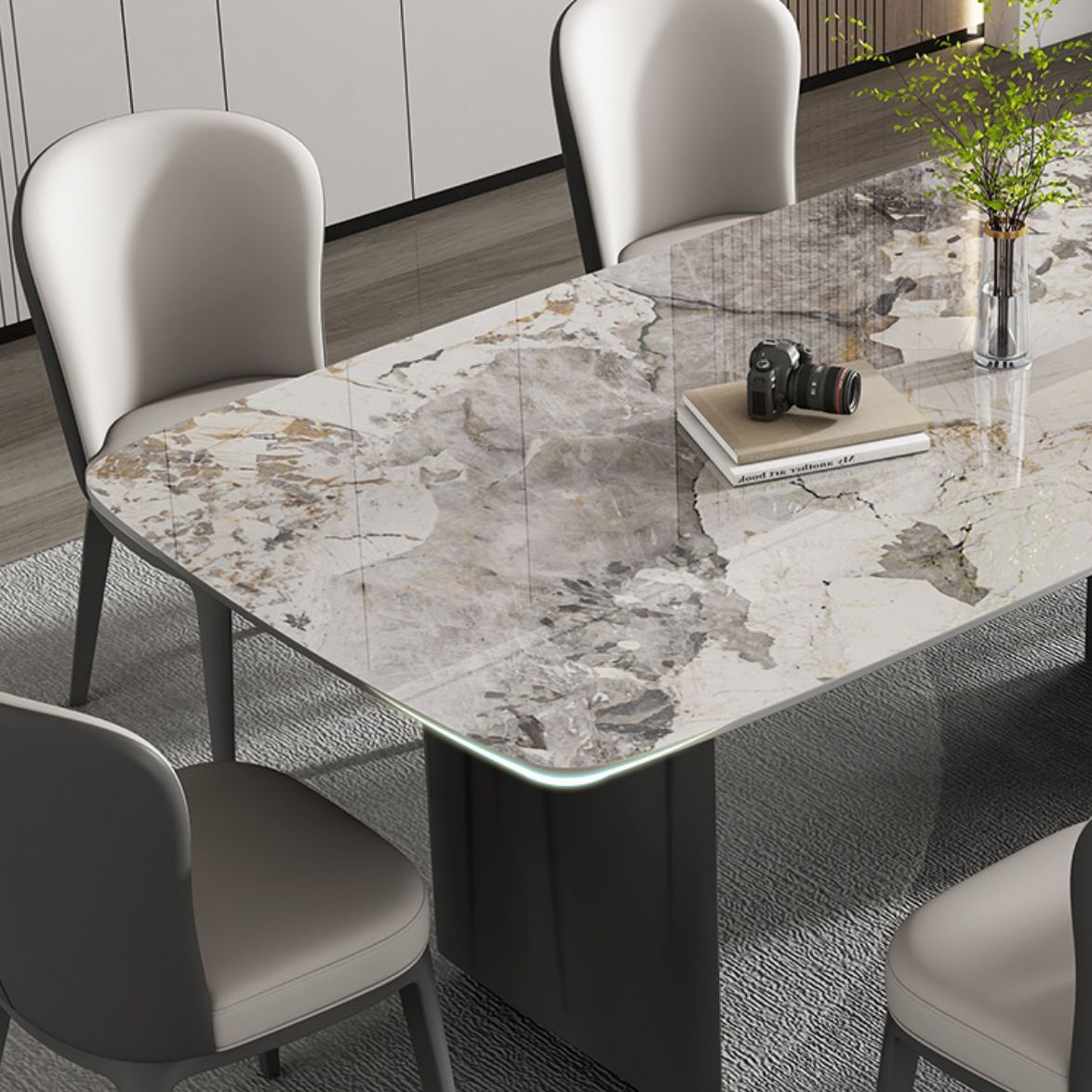 Modern Rectangle Dining Table Stone Top Dinner Table for Dining Room