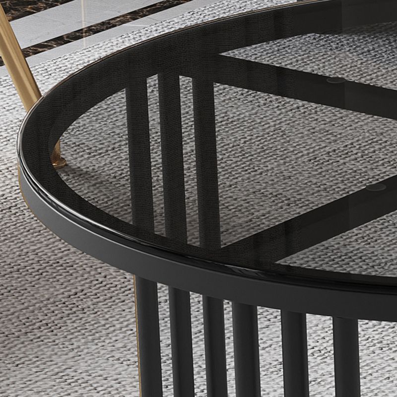 Contemporary Cocktail Table Round Glass / Slate Coffee Table with Drawers
