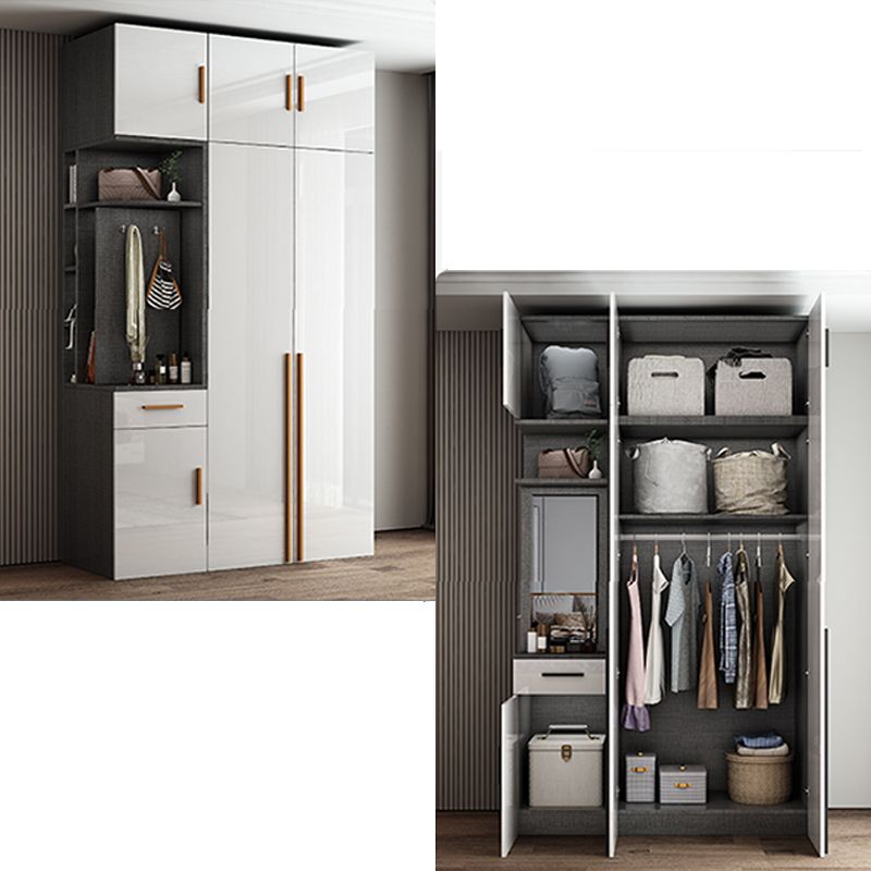 High Gloss White Modern Wardrobe Engineered Wood Storage Cabinet for Home
