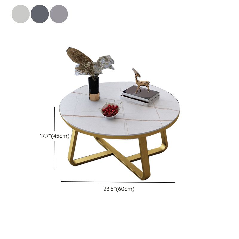 17"H Glam Coffee Table Slate Round Single Coffee Cocktail Table