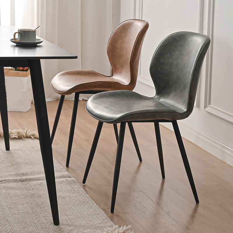 Metal Industrial Side Chair Matte Finish Wingback Dining Chair