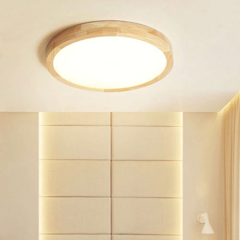 Ronde Flush Plafond Licht Armatuur Modern 1-Licht Beige Flush Mount Lamp met Acryl