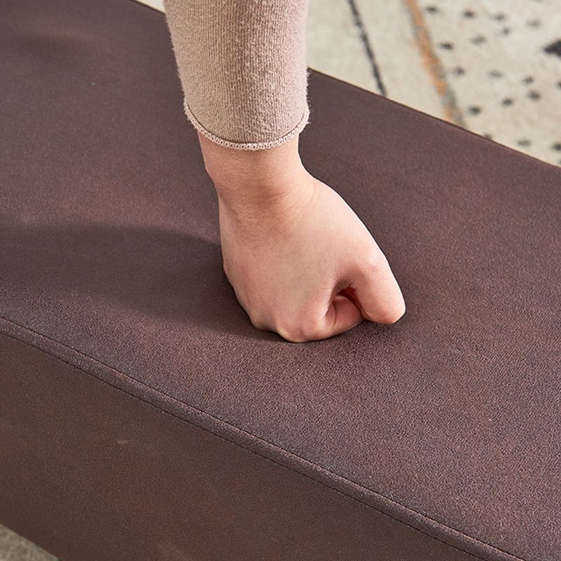 Mid-Century Modern Pouf Ottoman PU Leather Upholstered Solid Color Square Ottoman