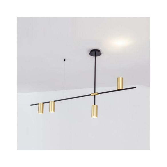 Asymmetrical Cylinder Chandelier Lighting Fixture Modern Metal 3/4/9 Heads Gold Ceiling Lamp for Dining Room in Warm/White