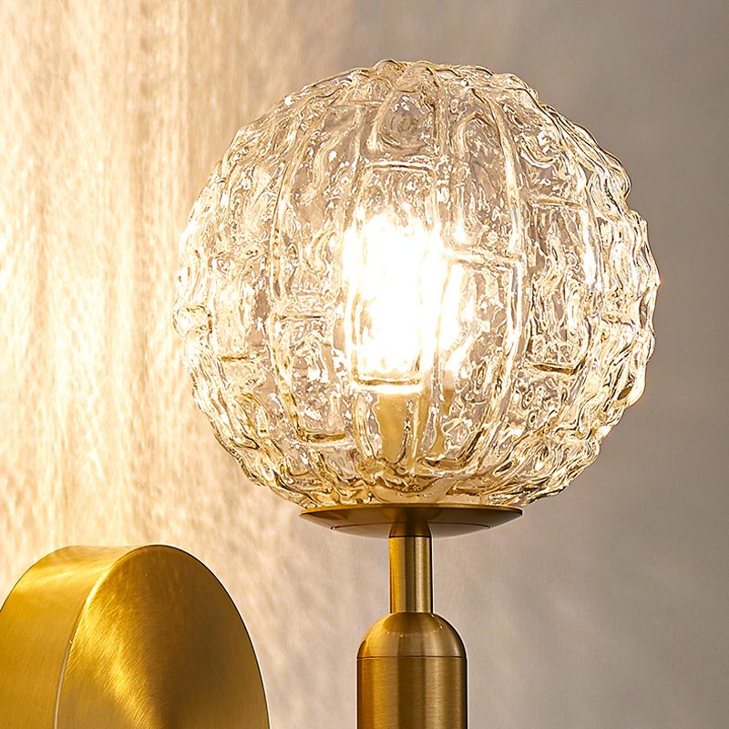 Ball Shape Metal Wall Lighting Modern Style 1-Light Wall Mounted Light in Gold
