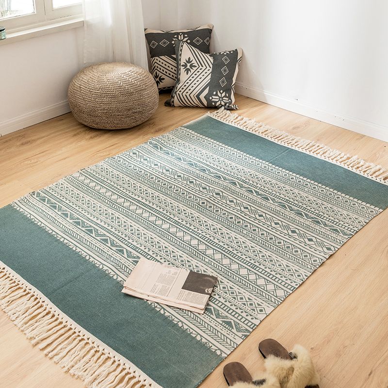 Mehrfachfarbener Dekoration Teppich Bohemian Geometrischer Druck in Indoor Teppich Jute Easy Care Haustierfreundlicher Bereich Teppich mit Fransen