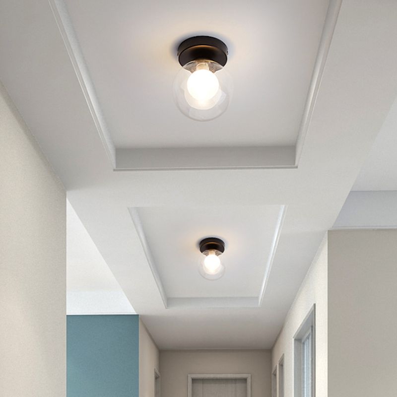 Mini Globe Glass Flush Mount Simple Single-Bulb Ceiling Light Fixture for Hallway