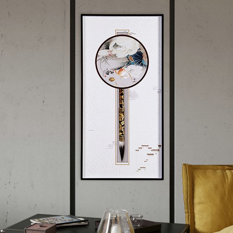 Rectangle Rectangle Lotus Éclairage mural chinois LED LED MUR MUR-MURME Mural pour chambre d'amis