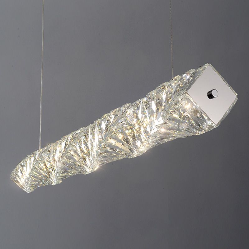 LED Long Linear Crystal Island Lamp Nordic Modern Modern Dining Salle Hanging Light