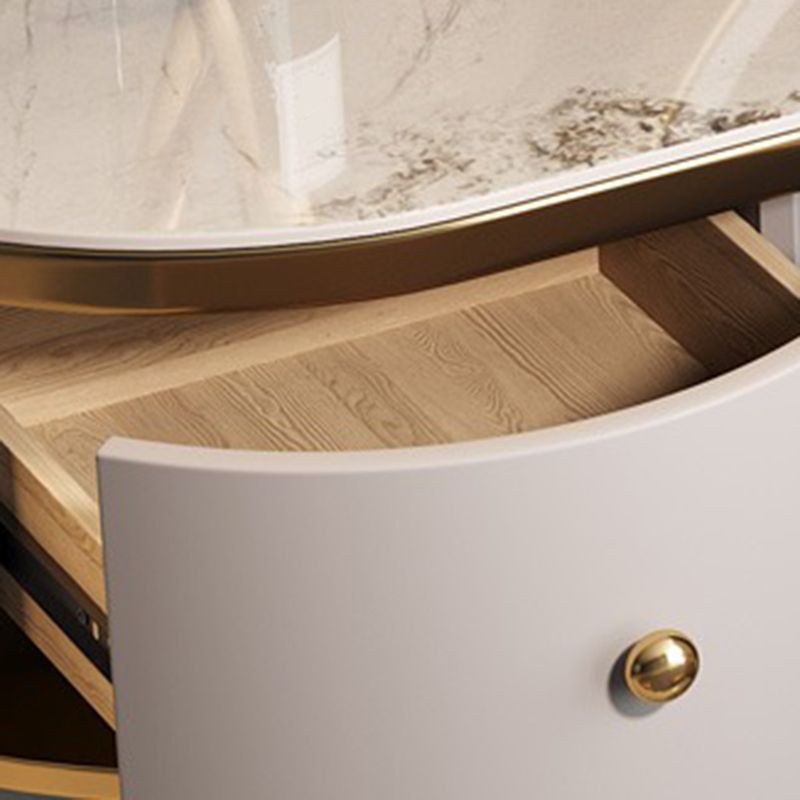 Glam Slate Top Makeup Vanity Desk Table Grey Dressing Table with Drawer