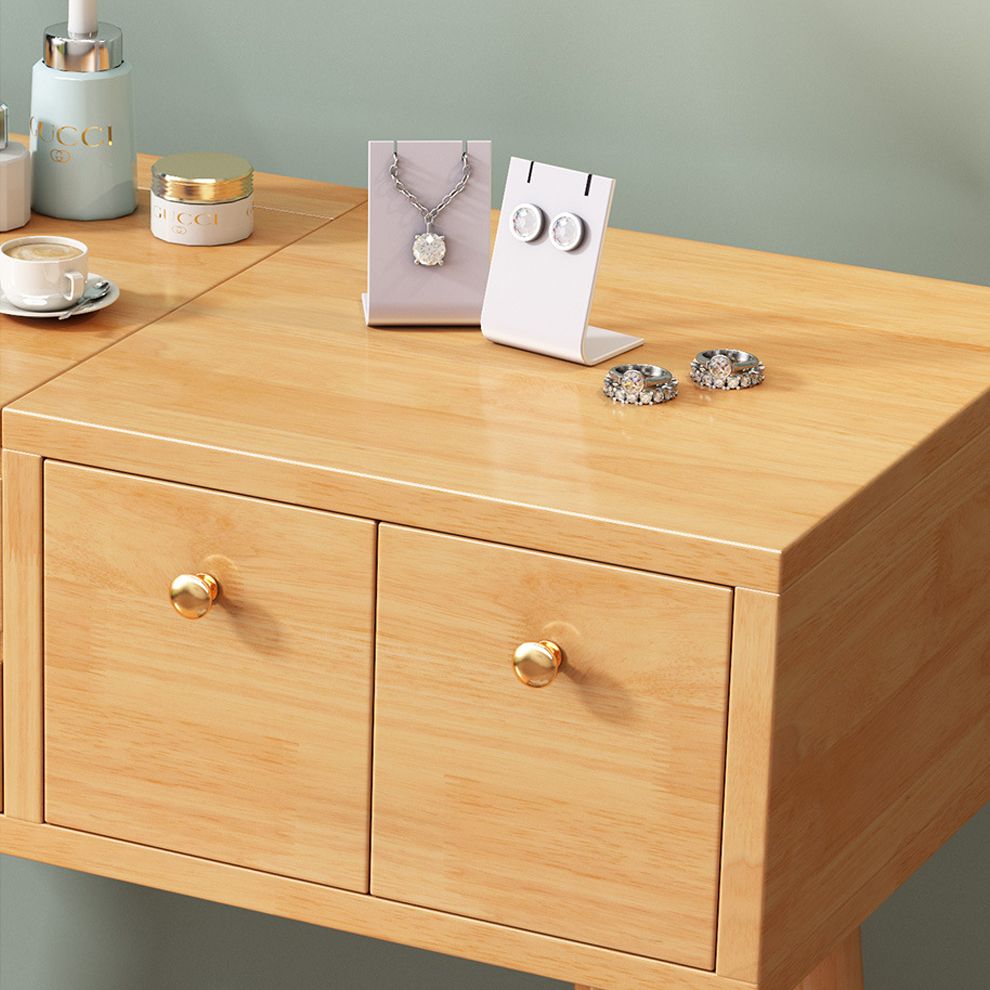 Modern Bedroom Dressing Table Solid Wood Flip-Top Make-up Vanity