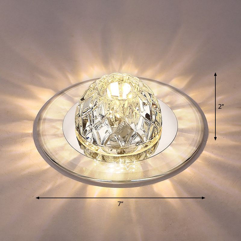 Contemporary Bowl Shade LED Flush Mount Crystal Entryway Flushmount Ceiling Lighting