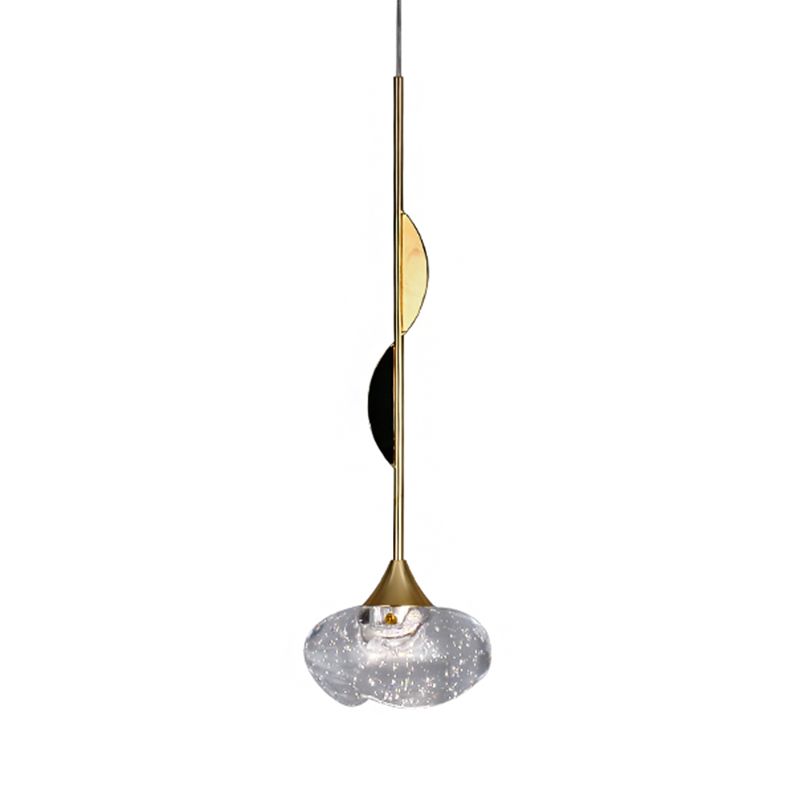 Palla trasparente mini ciondolo luce contemporanea cristallo 1 camera da letto giù per l'illuminazione a metà round