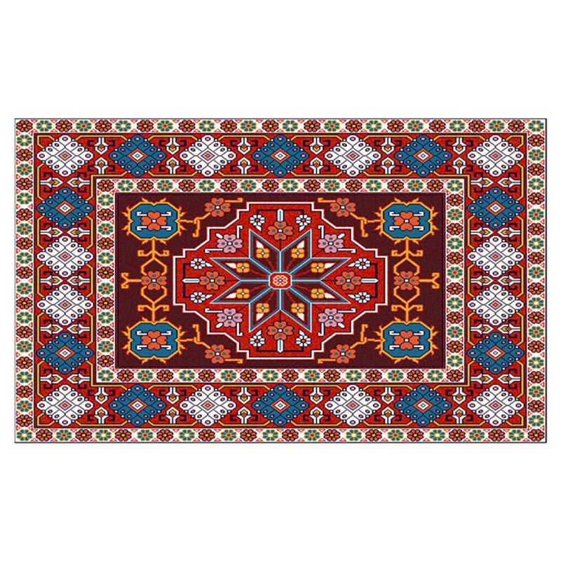 Tapis marocain de la zone marocaine aux couleurs vives Traditionnel Polyester imprimé à imprimé floral Tapis de support sans glissement pour salon