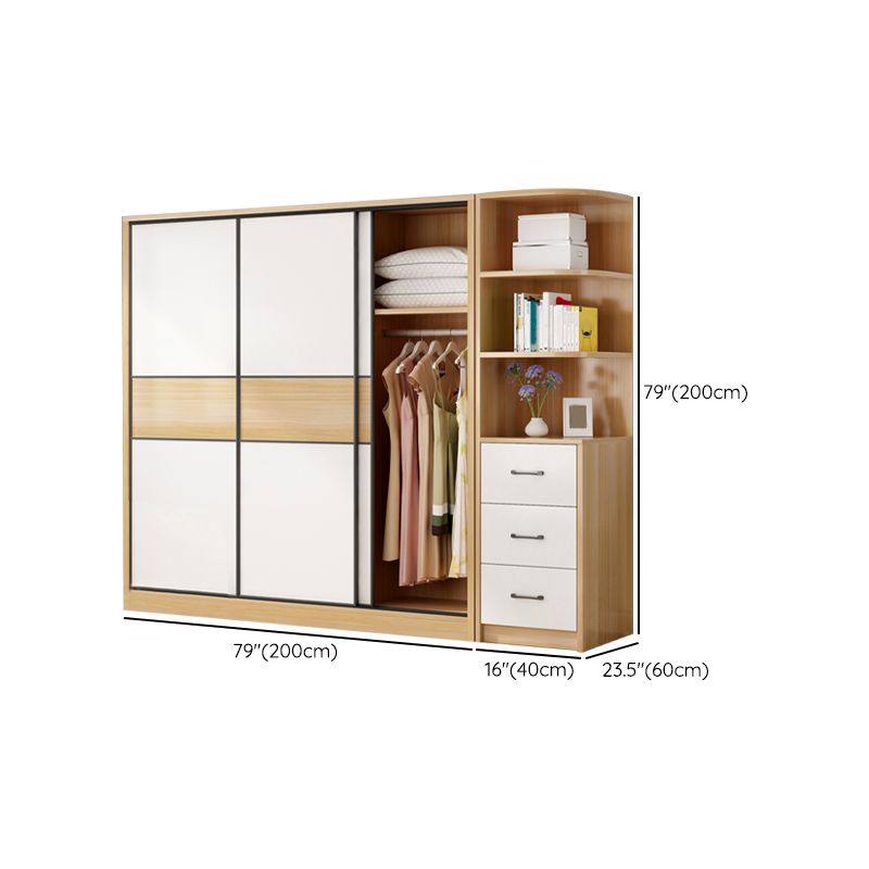 Artificial Wood Wardrobe Freestanding Wardrobe with Sliding Doors for Bedroom