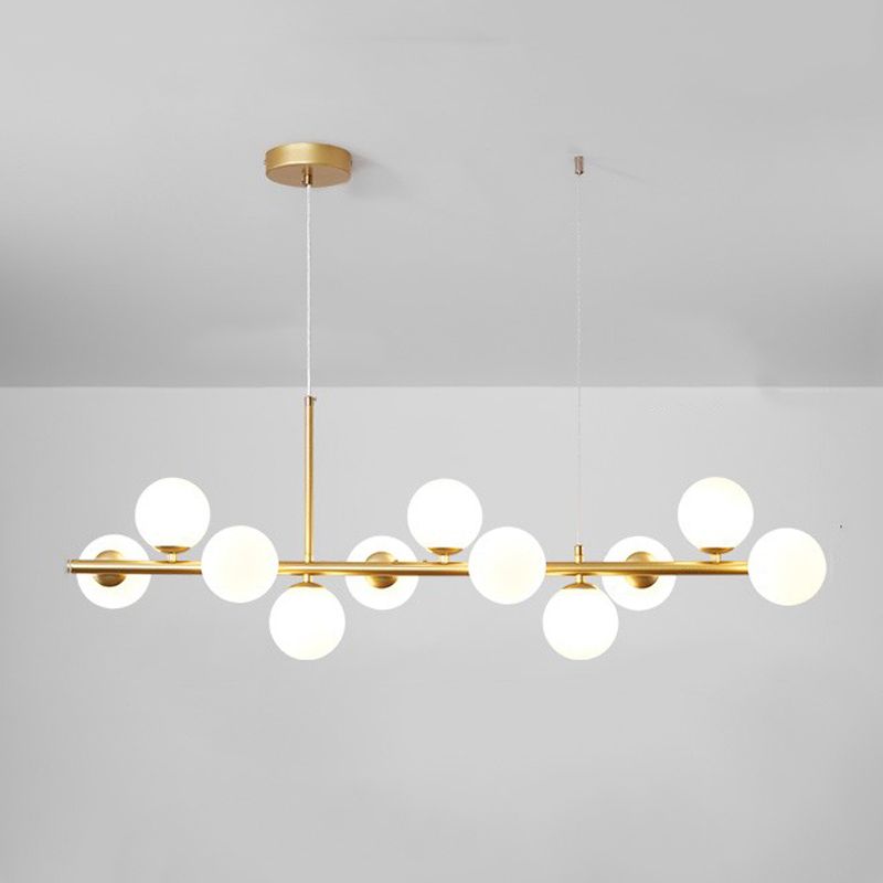 Modern Metal Ceiling Light Ball Shape Pendant Lamp with Glass Shade for Living Room