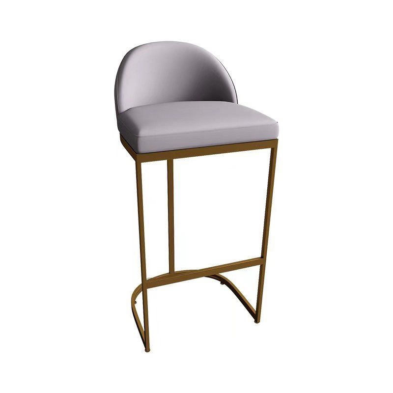 Modern Low Back Upholstered Indoor Bar Stools with Metal Base