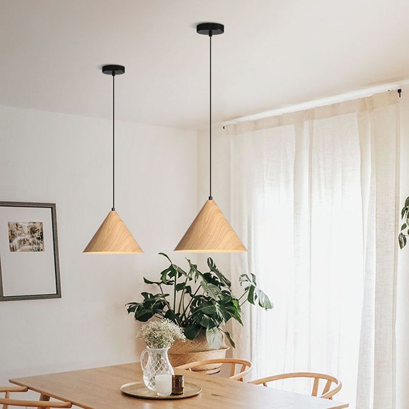 Houten moderne hangende plafondlichtkegel 1-licht hanglamp voor eetkamer