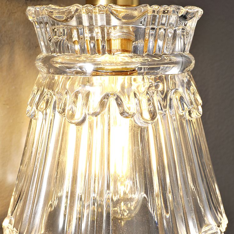 Modern Metal Flush Mount Wall Sconce 1-Light Wall Sconce Lights with Clear Glass Shade