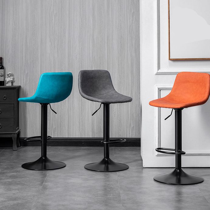 Scandinavian Metal Stool Faux Leather Upholstered Counter Stool in Matte Finish for Indoor