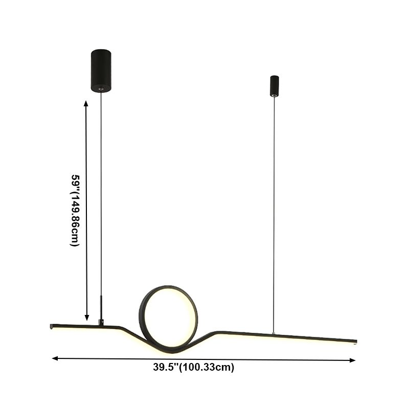 Estilo moderno Luces de isla de forma lineal Metal 2 Iluminación de la isla de la luz en negro