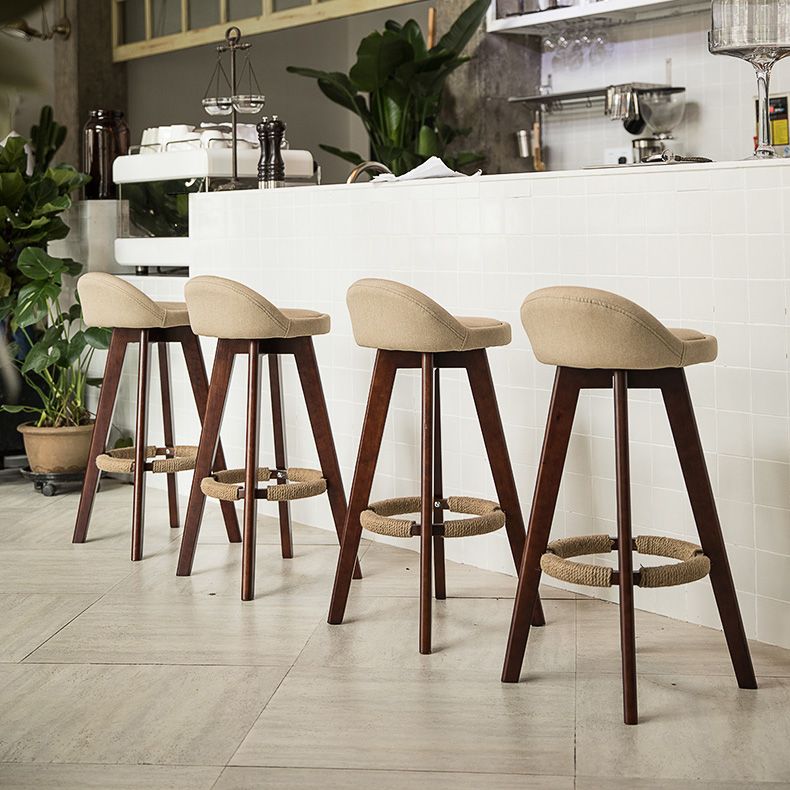 Modern Rubberwood Indoor Stool Matte Finish Upholstered Bar Stools